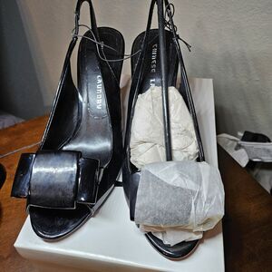 Chinese Laundry Black Faux Patent Leather Women's Sling Back Shoes size 7M